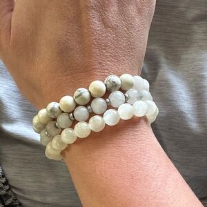 Set of 3 Selenite and Jasper Bracelets